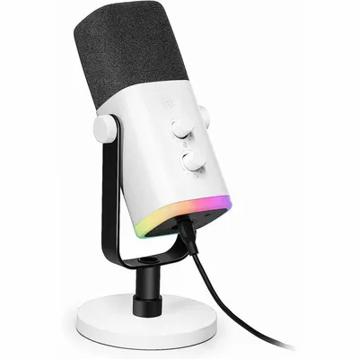 Fifine AmpliGame AM8 RGB Dynamisches Mikrofon für Streaming und Podcasting USB-C/XLR Weiß