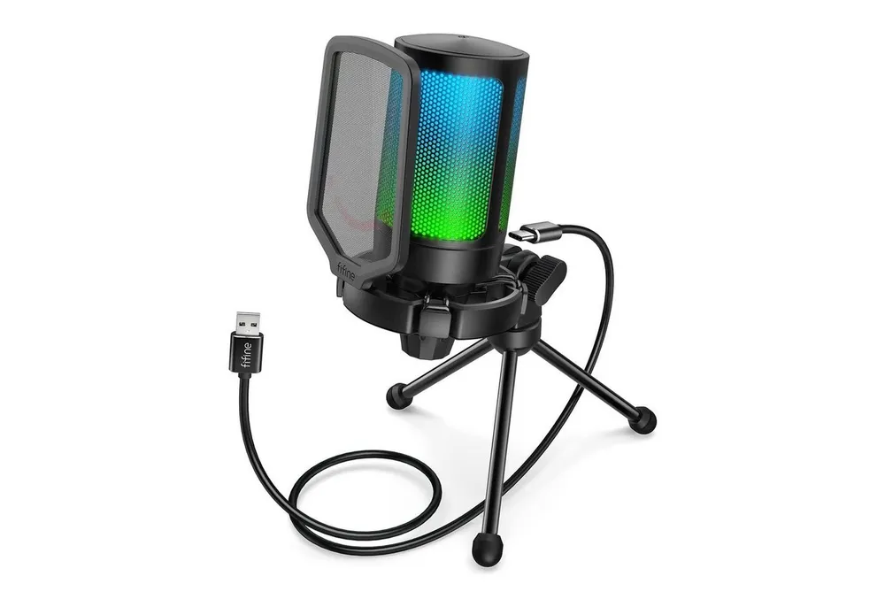 FIFINE Streaming-Mikrofon USB Mikrofon Streaming RGB Kondensator Mikrofon Gaming