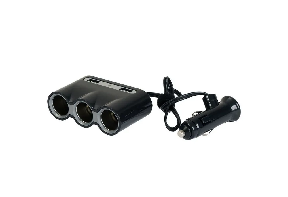 Filmer Zigarettenanzünder-Verteiler 3x Verteiler 12V Zigarettenanzünder mit 2 USB, Doppel-Steckdose Auto Strom-Adapter Montagezubehör