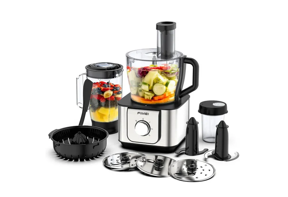FIMEI Küchenmaschine HGM406, 1100 W, 3,2 l Schüssel, 3,2L Zerkleinerer, 1,5L Mixer, Mühle, Zitruspresse & Zubehör