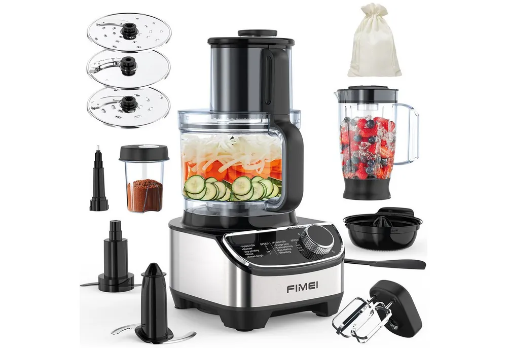 FIMEI Küchenmaschine HGM411, 1300 W, 3,5 l Schüssel, 1,5L Mixer, Mühle, Zitruspresse & weitere Zubehörteile
