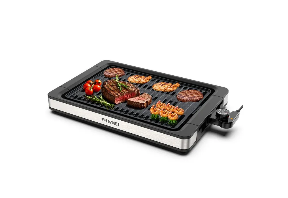 FIMEI Tischgrill 1800W Elektrischer Grill, 1800 W, Antihaft & Temperaturregelung, Innen & Außen, spülmaschinenfest