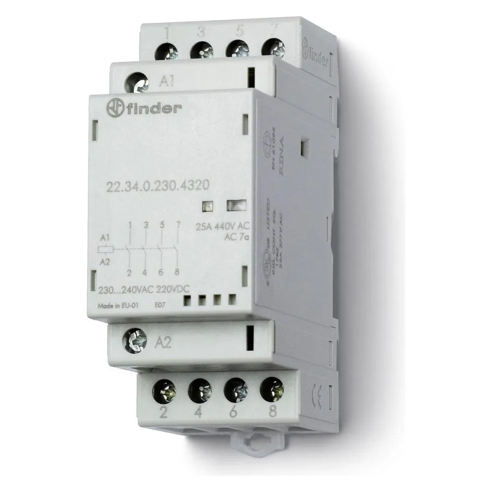 Finder Modular contactor 4NO 25A 230V ac/dc
