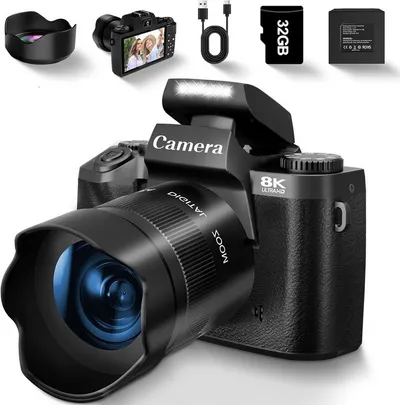 Fine Life Pro Digitalkamera, 4K 64MP-Kamera, 4,0Touchscreen, 16X digitalem Zoom Superzoom-Kamera