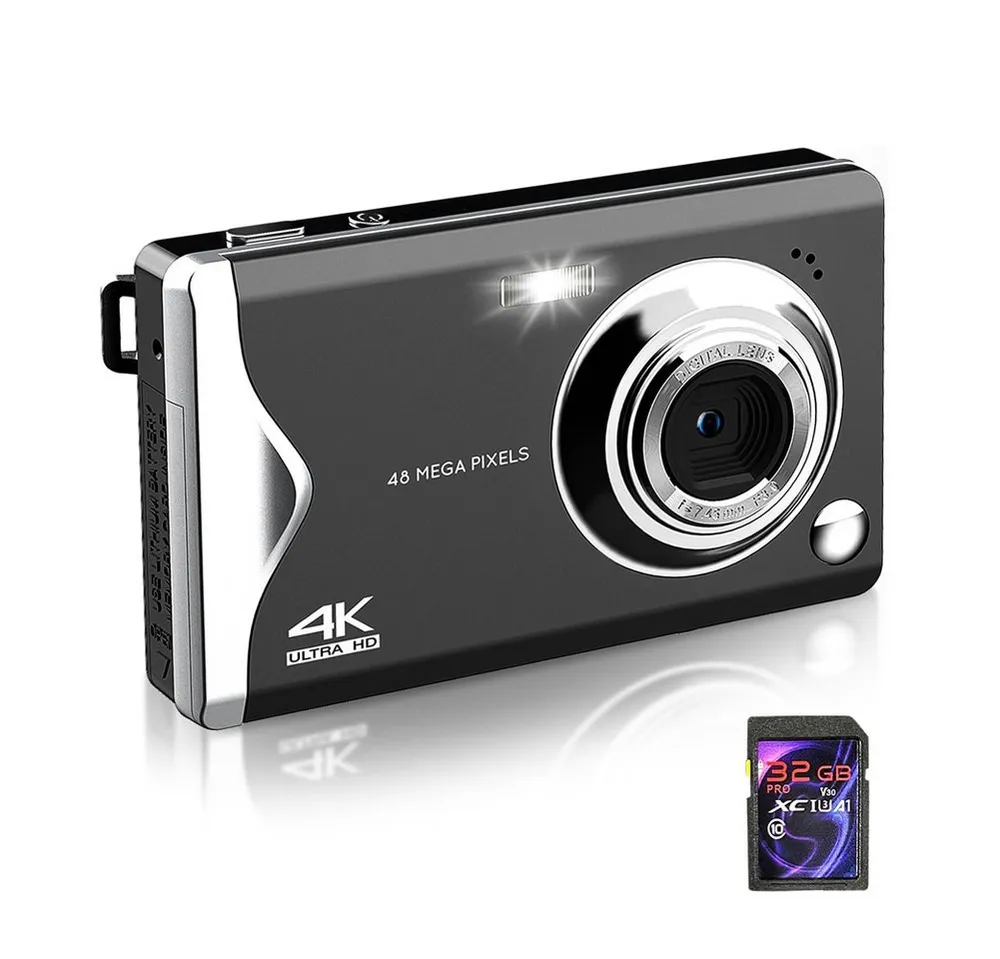 Fine Life Pro Kompaktkamera (48 MP, 16X Digitalzoom kompakte Fotokamera für Teenager Erwachsene Anfänger)