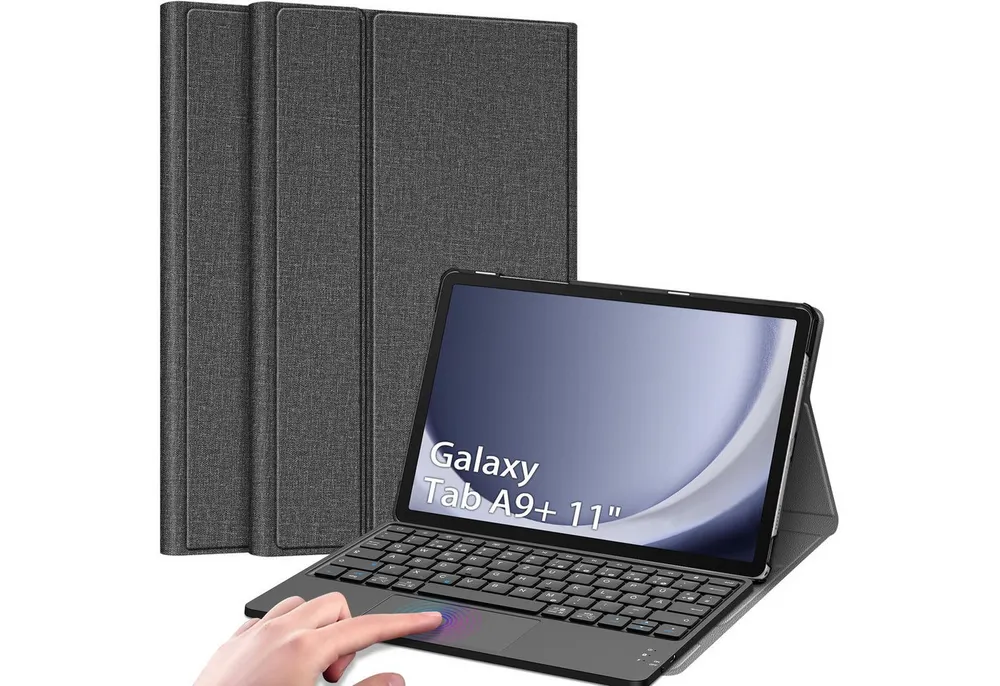 Fintie Hülle für Samsung Galaxy Tab A11+ Plus 11" 2025/Tab A9+ Plus 11'' 2023 Tablet-Tastatur (Deutscher Tastatur mit Touchpad Magnetisch Abnehmbarer Keyboard)