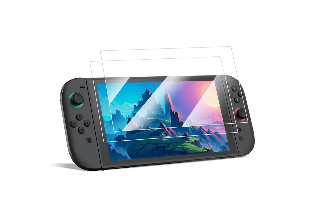 Fintie Schutzfolie für Nintendo Switch 2 (2025), Klar HD 9H Härte Kratzfest Zubehör Nintendo (2 Stück, Displayschutzfolie Screen Protector für Switch 2025 7.9Zoll-Bildschirm)