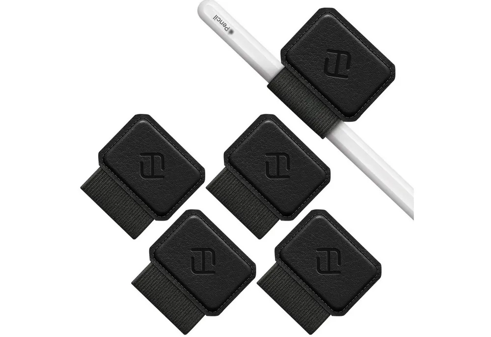 Fintie Stifthülle 4 Stück Stifthalter Selbstklebend für Apple Pencil und Stylus Stift, Elastisch Kunstleder Pen Loop Holder für Notizbuch, Kalender, Tablet