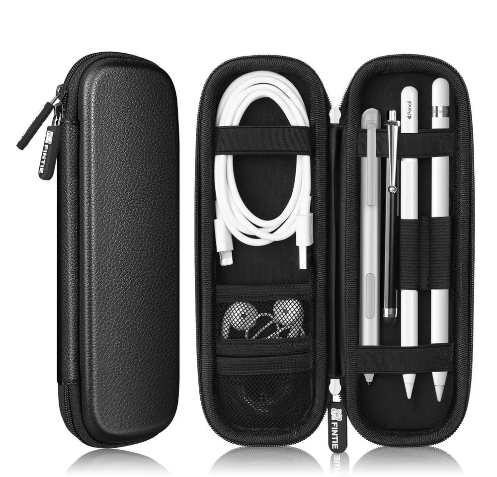 Fintie Stifthülle für Apple Pencil Pro/(USB-C) & Apple Pencil 2/1-Kunstleder Stifthalter, Samsung, Surface Pro Stylus Pen Tasche mit Ablagefach für USB Kabel