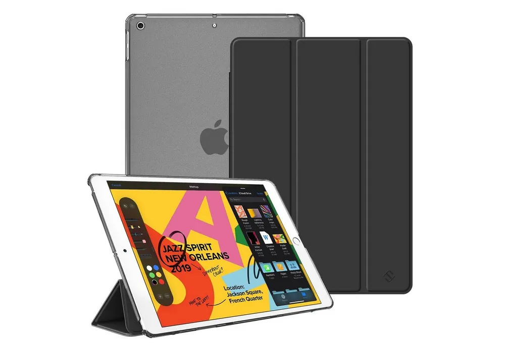 Fintie Tablet-Hülle für iPad 10.2 Zoll (9./8./7. Generation, Modell 2021/2020/2019) 10.2 Zoll, Ultradünn Cover mit transparenter Rückseite Abdeckung Auto Schlaf/Wach