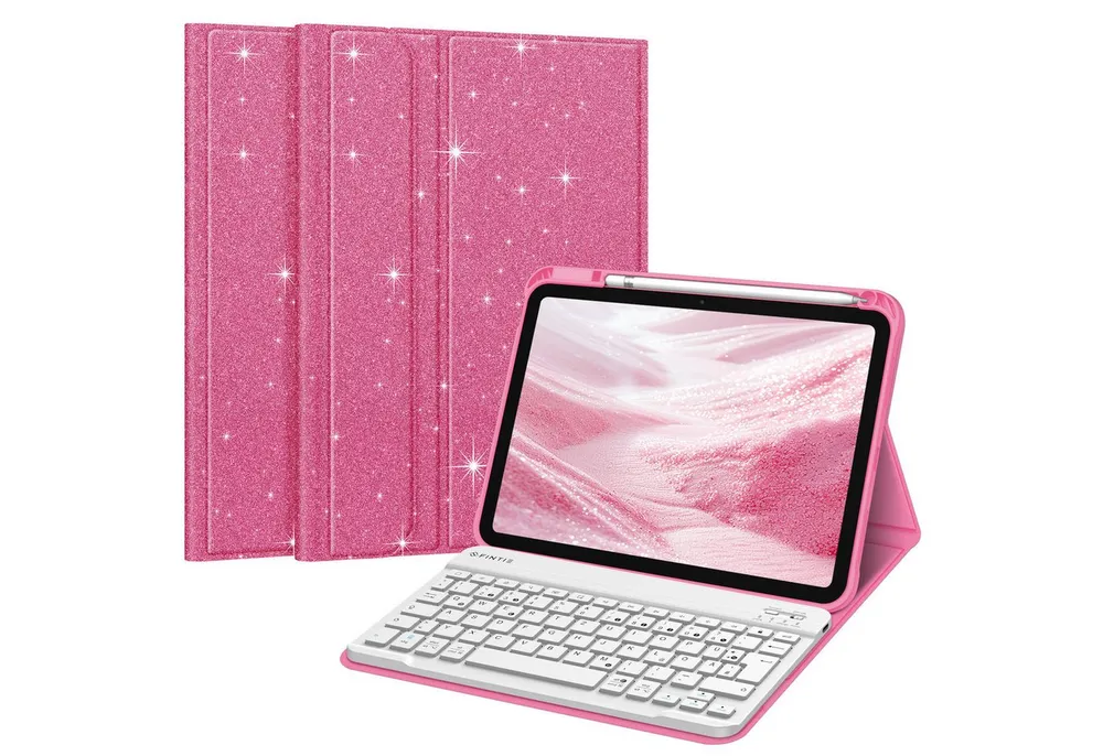 Fintie Tablet-Hülle für iPad 11. Generation 11" 2025(A16), iPad 10. Generation 2022 10.9", Case mit Pencil Halter, magnetisch Abnehmbarer Tastatur(QWERTZ Layout)
