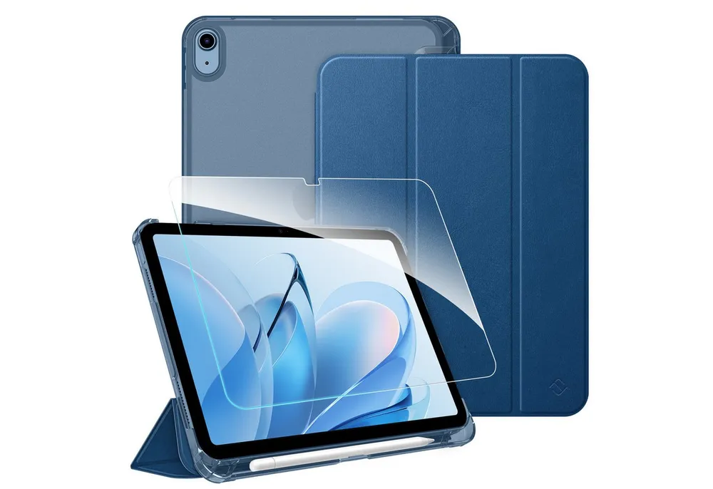 Fintie Tablet-Hülle für iPad 11 Generation 11'' 2025 (A16), iPad 10 Generation 10.9'' 2022, mit Schutzfolie-ultradünne transparente Rückseite Case mit Stifthalter