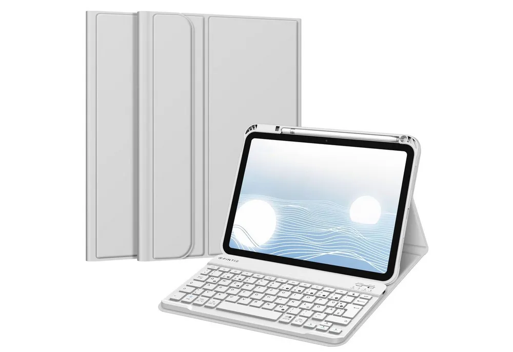 Fintie Tablet-Hülle für iPad 11. Generation 11" 2025(A16), iPad 10. Generation 2022 10.9", Case mit Pencil Halter, magnetisch Abnehmbarer Tastatur(QWERTZ Layout)