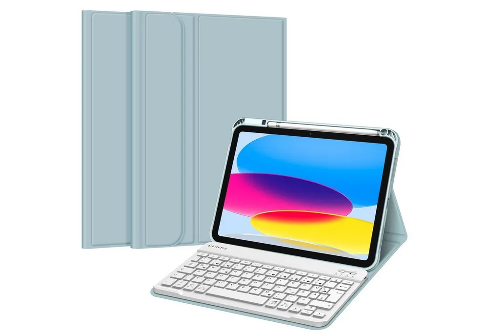 Fintie Tablet-Hülle für iPad 11. Generation 11" 2025(A16), iPad 10. Generation 2022 10.9", Case mit Pencil Halter, magnetisch Abnehmbarer Tastatur(QWERTZ Layout)