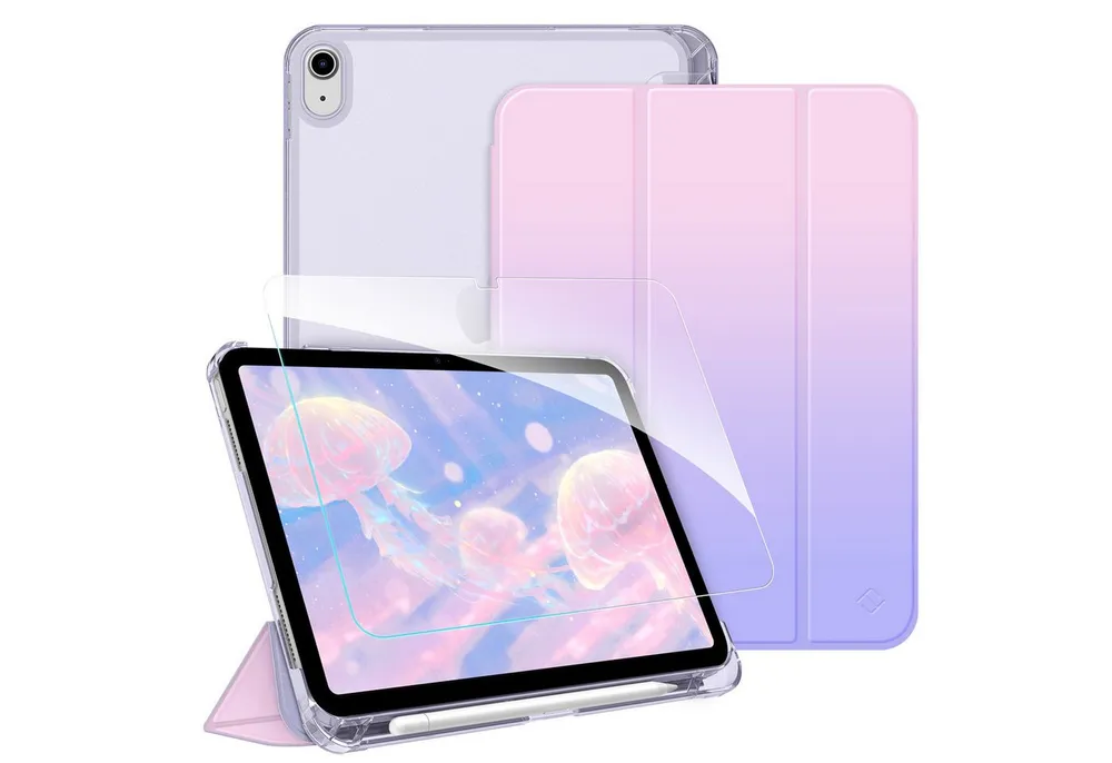 Fintie Tablet-Hülle für iPad 11 Generation 11'' 2025 (A16), iPad 10 Generation 10.9'' 2022, mit Schutzfolie-ultradünne transparente Rückseite Case mit Stifthalter