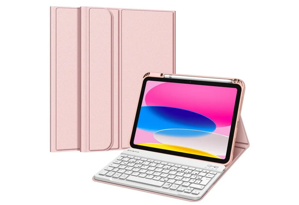 Fintie Tablet-Hülle für iPad 11. Generation 11" 2025(A16), iPad 10. Generation 2022 10.9", Case mit Pencil Halter, magnetisch Abnehmbarer Tastatur(QWERTZ Layout)