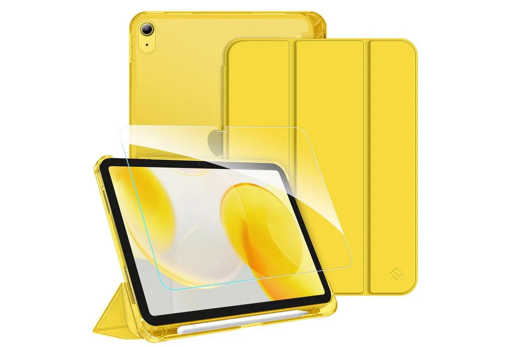 Fintie Tablet-Hülle für iPad 11 Generation 11'' 2025 (A16), iPad 10 Generation 10.9'' 2022, mit Schutzfolie-ultradünne transparente Rückseite Case mit Stifthalter