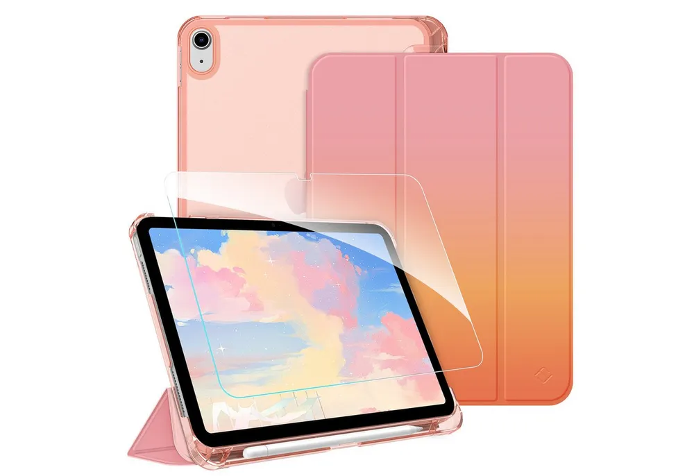Fintie Tablet-Hülle für iPad 11 Generation 11'' 2025 (A16), iPad 10 Generation 10.9'' 2022, mit Schutzfolie-ultradünne transparente Rückseite Case mit Stifthalter