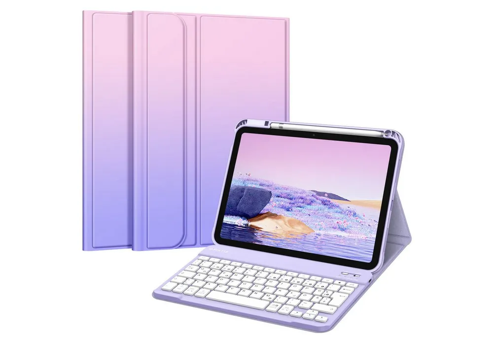 Fintie Tablet-Hülle für iPad 11. Generation 11" 2025(A16), iPad 10. Generation 2022 10.9", Case mit Pencil Halter, magnetisch Abnehmbarer Tastatur(QWERTZ Layout)