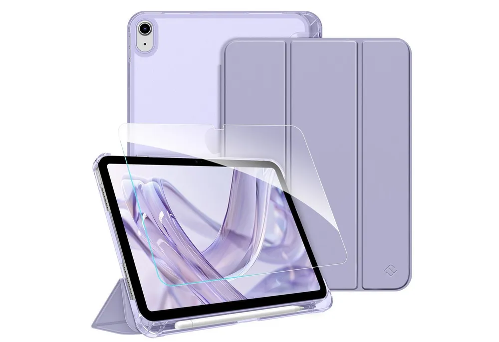 Fintie Tablet-Hülle für iPad 11 Generation 11'' 2025 (A16), iPad 10 Generation 10.9'' 2022, mit Schutzfolie-ultradünne transparente Rückseite Case mit Stifthalter