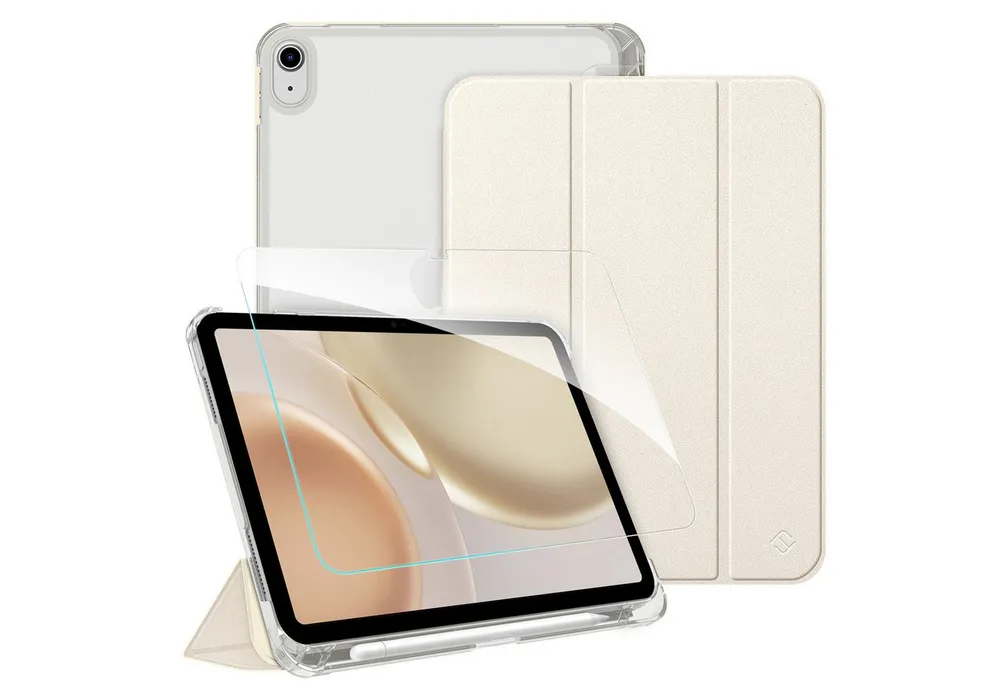 Fintie Tablet-Hülle für iPad 11 Generation 11'' 2025 (A16), iPad 10 Generation 10.9'' 2022, mit Schutzfolie-ultradünne transparente Rückseite Case mit Stifthalter