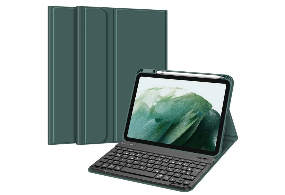 Fintie Tablet-Hülle für iPad 11. Generation 11" 2025(A16), iPad 10. Generation 2022 10.9", Case mit Pencil Halter, magnetisch Abnehmbarer Tastatur(QWERTZ Layout)