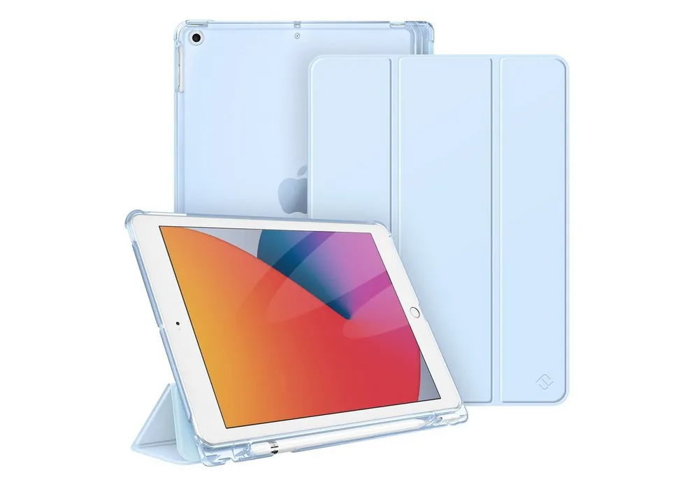 Fintie Tablet-Hülle für iPad 9. Gen 2021/8. Gen 2020/7. Gen 2019 10.2 Zoll mit Stifthalter, ultradünne leichte Case mit transparenter Rückseite & Auto Schlaf/Wach