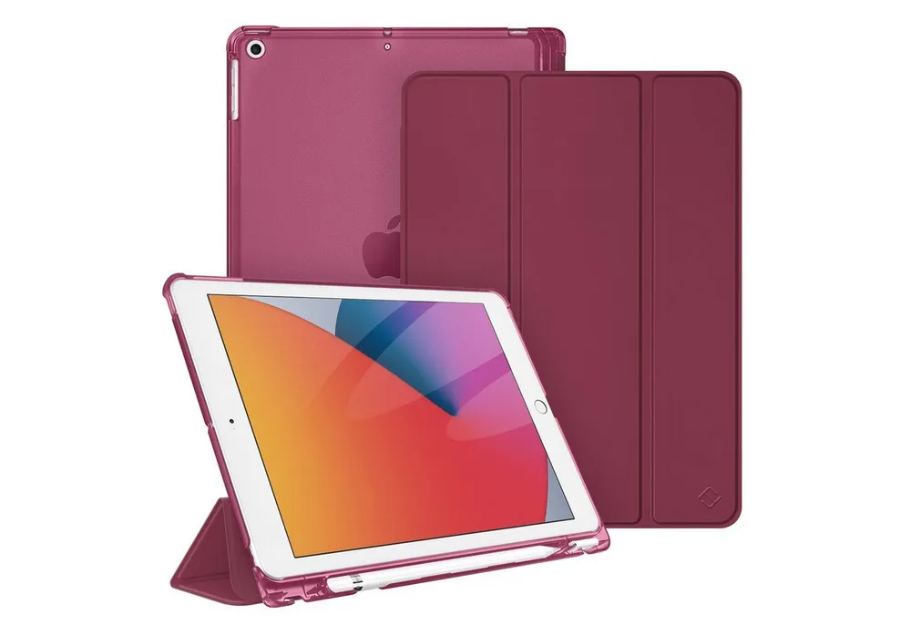 Fintie Tablet-Hülle für iPad 9. Gen 2021/8. Gen 2020/7. Gen 2019 10.2 Zoll mit Stifthalter, ultradünne leichte Case mit transparenter Rückseite & Auto Schlaf/Wach
