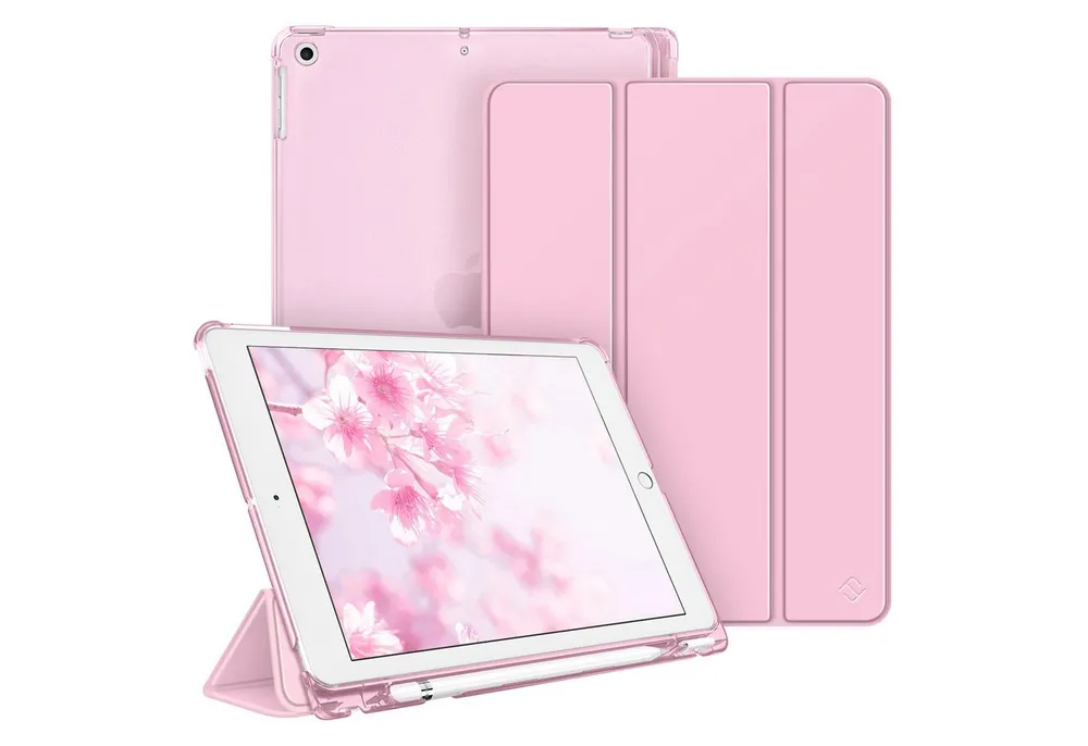 Fintie Tablet-Hülle für iPad 9. Gen 2021/8. Gen 2020/7. Gen 2019 10.2 Zoll mit Stifthalter, ultradünne leichte Case mit transparenter Rückseite & Auto Schlaf/Wach