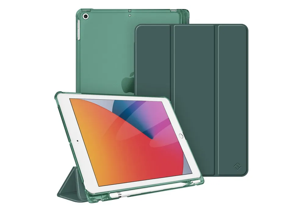 Fintie Tablet-Hülle für iPad 9. Gen 2021/8. Gen 2020/7. Gen 2019 10.2 Zoll mit Stifthalter, ultradünne leichte Case mit transparenter Rückseite & Auto Schlaf/Wach