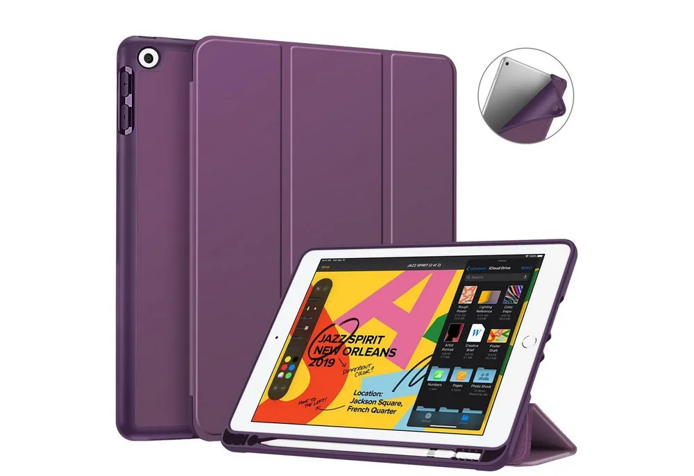 Fintie Tablet-Hülle für iPad 9. Generation 2021/8. Gen 2020/7. Gen 2019 10.2 Zoll, Superleicht TPU Rückseite Abdeckung mit eingebautem Pencil Halter