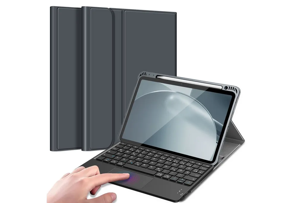 Fintie Tablet-Hülle für iPad Air 11'' M4/M3/M2(2026/2025/2024), iPad Air 5/4 Gen 2022/2020 10.9 Zoll, mit Stifthalter, Magnetische Abnehmbare Deutsche Tastatur mit Touchpad