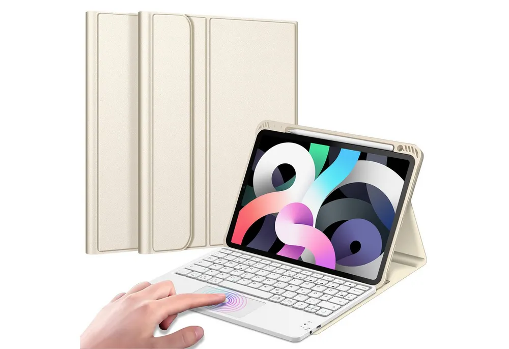 Fintie Tablet-Hülle für iPad Air 11'' M4/M3/M2(2026/2025/2024), iPad Air 5/4 Gen 2022/2020 10.9 Zoll, mit Stifthalter, Magnetische Abnehmbare Deutsche Tastatur mit Touchpad