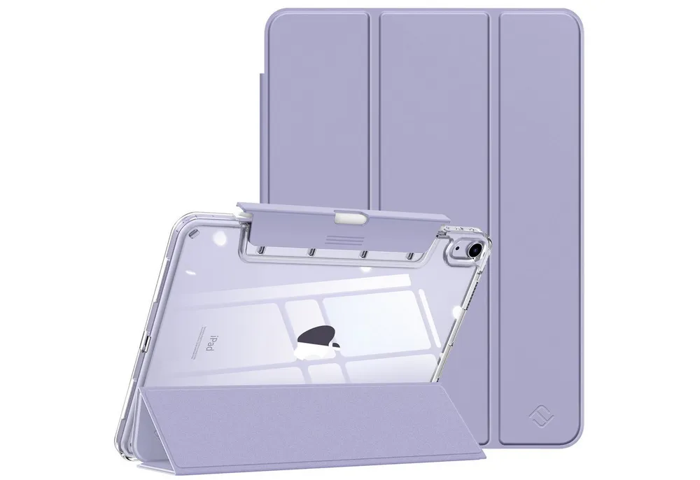 Fintie Tablet-Hülle für iPad Air 11'' M4/M3/M2(2026/2025/2024), iPad Air 5/4 Gen 2022/2020 10,9 Zoll, kristallklare Rückseite mit diskretem, einziehbarem Stifthalter