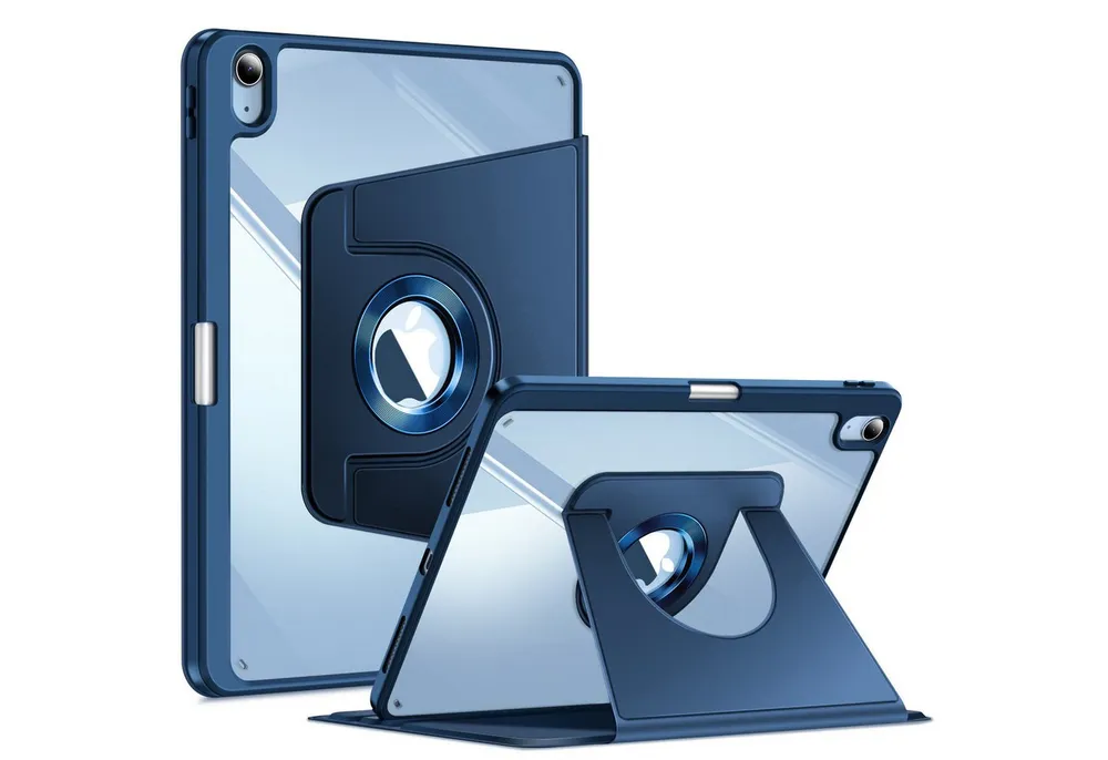 Fintie Tablet-Hülle für iPad Air 11'' M4/M3/M2(2026/2025/2024), iPad Air 5/4 Gen 2022/2020 10,9 Zoll, mit Stifthalter, 360° drehbar, klar Acryl-Rückseite, stoßfestem Rahmen