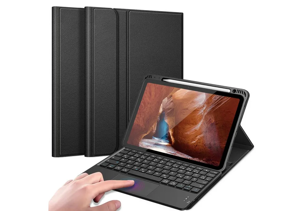 Fintie Tablet-Hülle für iPad Air 11'' M4/M3/M2(2026/2025/2024), iPad Air 5/4 Gen 2022/2020 10.9 Zoll, mit Stifthalter, Magnetische Abnehmbare Deutsche Tastatur mit Touchpad