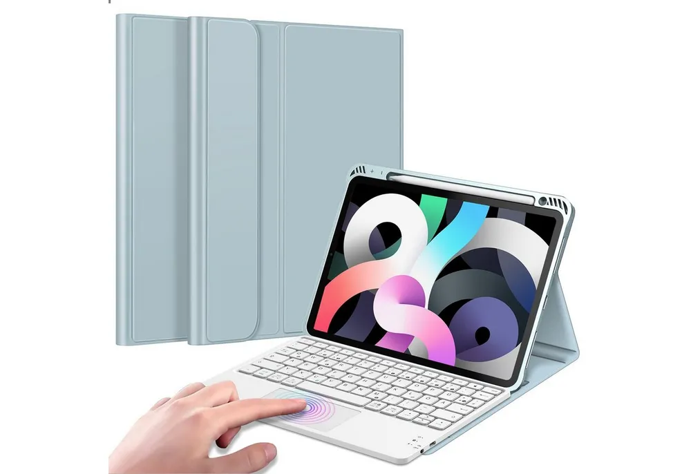 Fintie Tablet-Hülle für iPad Air 11'' M4/M3/M2(2026/2025/2024), iPad Air 5/4 Gen 2022/2020 10.9 Zoll, mit Stifthalter, Magnetische Abnehmbare Deutsche Tastatur mit Touchpad