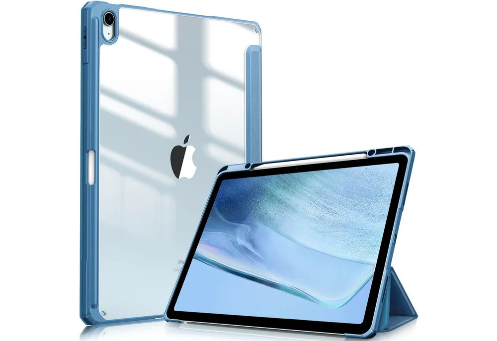 Fintie Tablet-Hülle für iPad Air 13 Zoll M4/M3/M2 (2026/2025/2024) mit Stifthalter, Stoßfeste Hybrid Case mit transparenter Hartschale auf der Rückseite