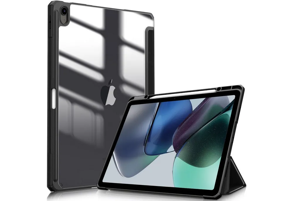 Fintie Tablet-Hülle für iPad Air 13 Zoll M4/M3/M2 (2026/2025/2024) mit Stifthalter, Stoßfeste Hybrid Case mit transparenter Hartschale auf der Rückseite