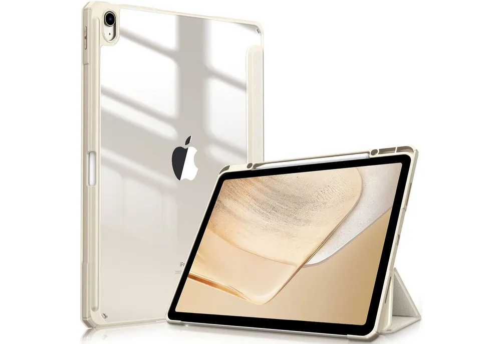 Fintie Tablet-Hülle für iPad Air 13 Zoll M4/M3/M2 (2026/2025/2024) mit Stifthalter, Stoßfeste Hybrid Case mit transparenter Hartschale auf der Rückseite
