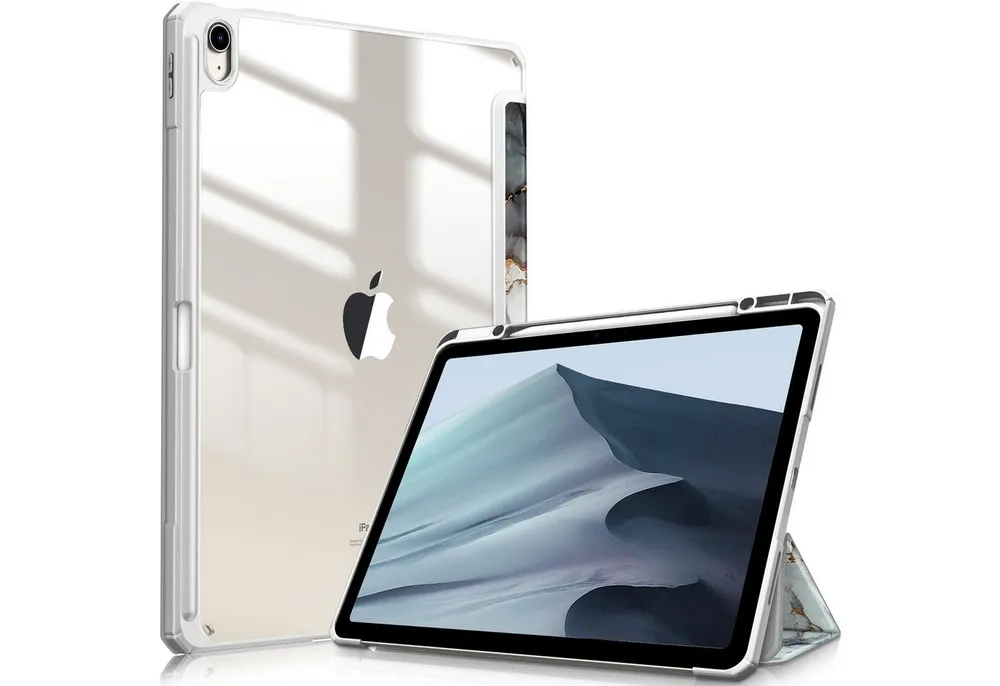 Fintie Tablet-Hülle für iPad Air 13 Zoll M4/M3/M2 (2026/2025/2024) mit Stifthalter, Stoßfeste Hybrid Case mit transparenter Hartschale auf der Rückseite