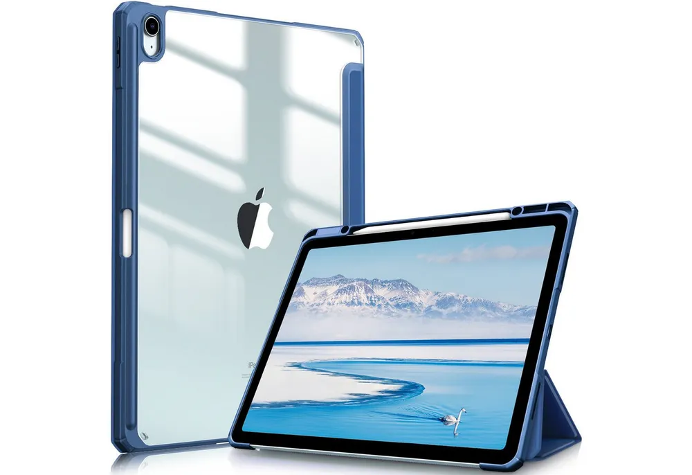 Fintie Tablet-Hülle für iPad Air 13 Zoll M4/M3/M2 (2026/2025/2024) mit Stifthalter, Stoßfeste Hybrid Case mit transparenter Hartschale auf der Rückseite