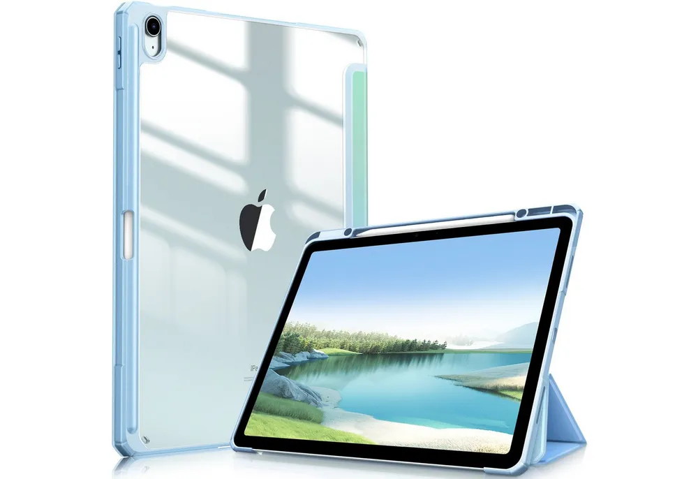 Fintie Tablet-Hülle für iPad Air 13 Zoll M4/M3/M2 (2026/2025/2024) mit Stifthalter, Stoßfeste Hybrid Case mit transparenter Hartschale auf der Rückseite