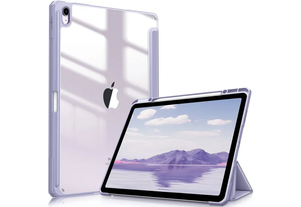 Fintie Tablet-Hülle für iPad Air 13 Zoll M4/M3/M2 (2026/2025/2024) mit Stifthalter, Stoßfeste Hybrid Case mit transparenter Hartschale auf der Rückseite
