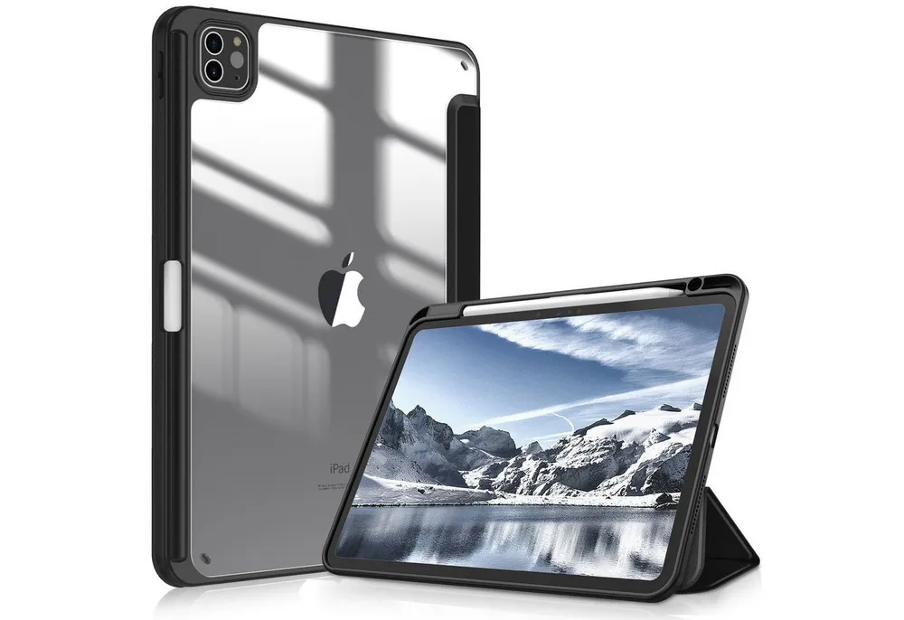 Fintie Tablet-Hülle für iPad Pro 11 Zoll (M5/M4) 2025/2024 mit Stifthalter, Stoßfeste Schutzhülle mit transparenter Hartschale auf der Rückseite