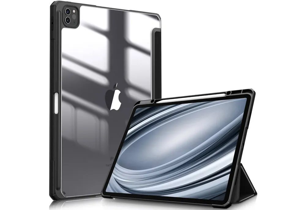 Fintie Tablet-Hülle für iPad Pro 12.9 2022 (6. Generation)/ iPad Pro 12.9 2021/2020/2018, mit Stifthalter-Hülle mit transparenter Hartschale auf der Rückseite