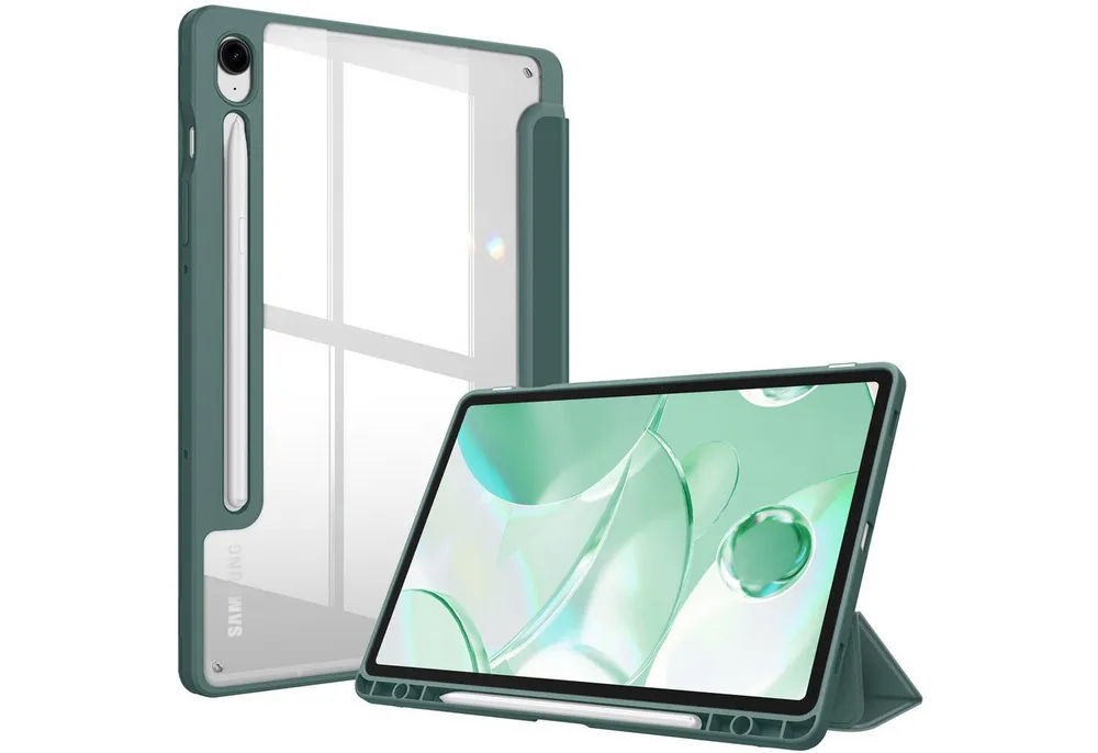 Fintie Tablet-Hülle für Samsung Galaxy Tab S10 Lite/S10 FE/S9 FE 10.9 Zoll & S9 11 Zoll, mit Stifthalter - Stoßfeste Schutzhülle mit transparenter Hartschale