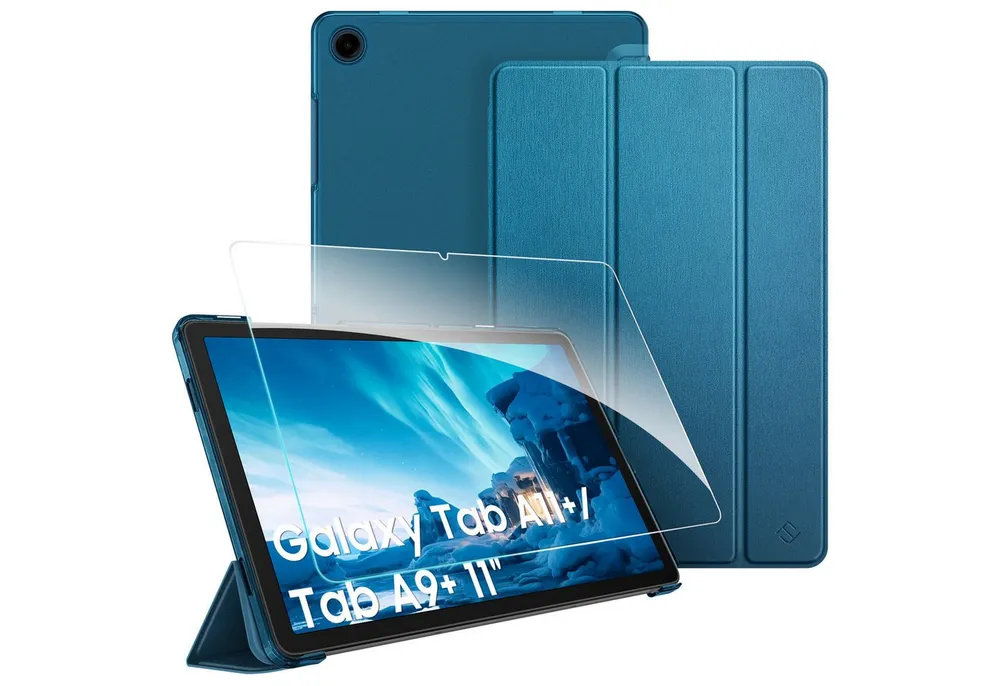 Fintie Tablet-Hülle für Samsung Galaxy Tab A11+ Plus 11 Zoll 2025 / Tab A9+ Plus 11'' 2023 11 Zoll, mit Schutzfolie, Ultradünn Schutzhülle mit Translucent Rückseite Cover