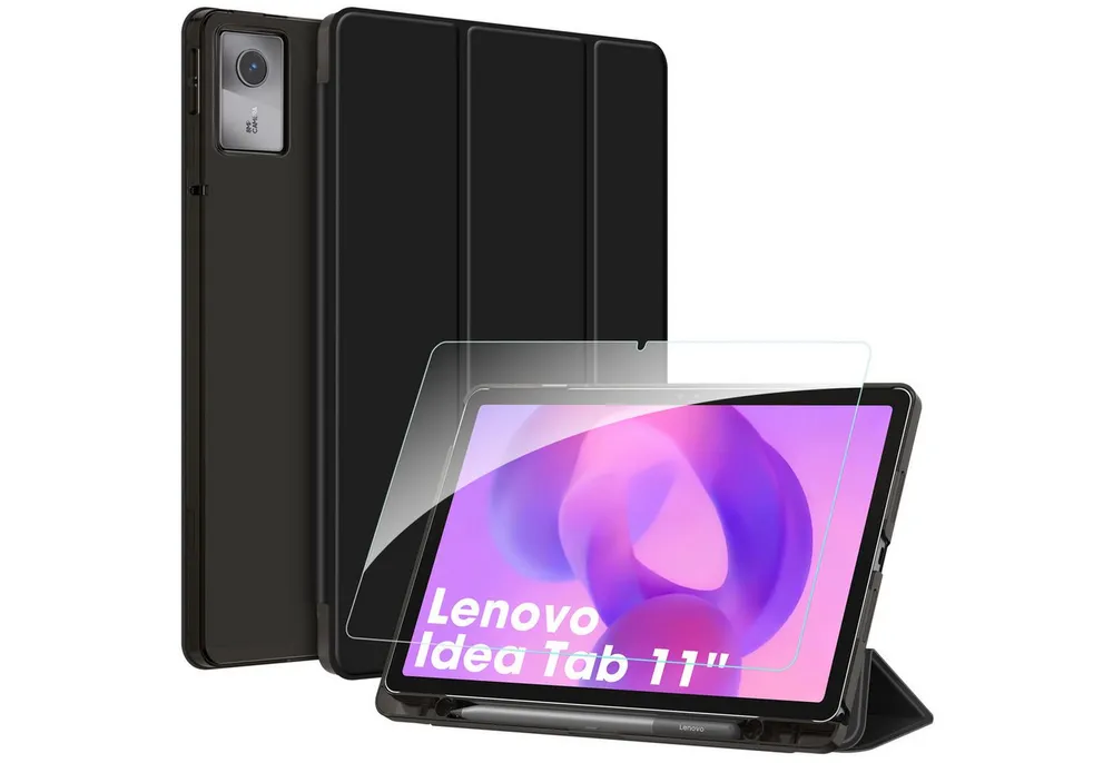 Fintie Tablet-Hülle mit Schutzfolie für Lenovo Idea Tab 11 Zoll 2025(TB-336ZU/ TB-336FU), Ultradünn Case mit Translucent Rückseite Cover mit Auto Schlaf/Wach