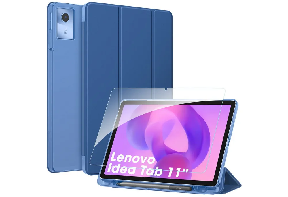 Fintie Tablet-Hülle mit Schutzfolie für Lenovo Idea Tab 11 Zoll 2025(TB-336ZU/ TB-336FU), Ultradünn Case mit Translucent Rückseite Cover mit Auto Schlaf/Wach